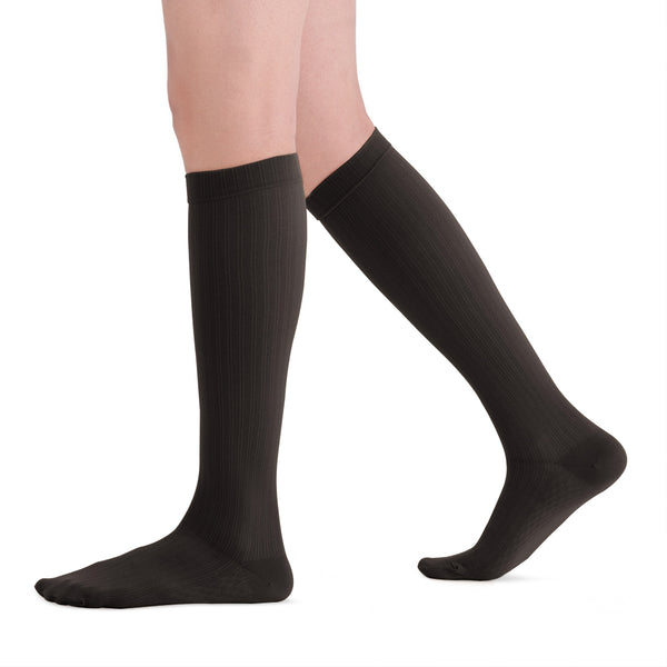 2067 | Moderate Compression Socks, Microfiber, Double Pinstripe Ribbing